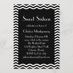 Sweet 16 Black and White Invitation des années 192