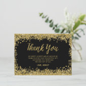 Sweet 16 Black Gold Glitter Bedankkaart (Staand voorkant)