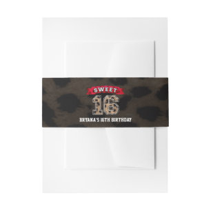 Sweet 16 Black & Red Leopard Print Sports Party Uitnodigingen Wikkel