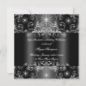 Sweet 16 Black & White Snowflake Verjaardag Uitnod Kaart (Achterkant)