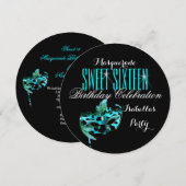 Sweet 16 Blauwgroen blauw Masquerade Birthday Part Kaart (Voorkant / Achterkant)