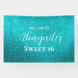 Sweet 16 | Blauwgroen Glitter Banner