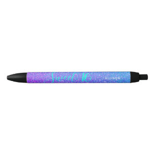 Sweet 16 Blauwgroen Paarse Glitter Persoonlijke na Zwarte Inkt Pen