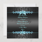 Sweet 16 Bleu & Black Bow Invitation d'anniversair (Dos)
