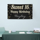 Sweet 16 Bling Typography Gold Confetti Black Spandoek (Beurs)