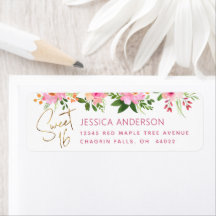 Sweet 16 Bloemige Roze en Gouden Retouradres