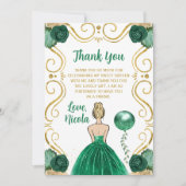 Sweet 16 Blonde Princess Green  Bedankkaart (Voorkant)