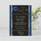Sweet 16 Blue Glitter Kaart (Staand voorkant)