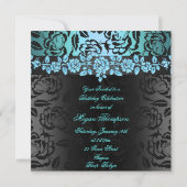 Sweet 16 Blue Rose Design Invitation d'anniversair (Dos)