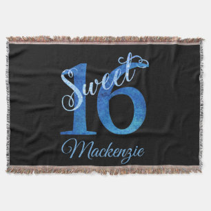 Sweet 16 Blue Waterverf en Faux Glitter Party Deken