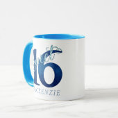 Sweet 16 | Blue Waterverf en Faux Glitter Party Mok (Voorkant links)