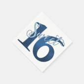 Sweet 16 | Blue Waterverf en Faux Glitter Party Servetten (Hoek)
