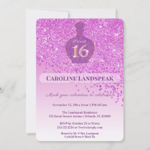 Sweet 16 Blush Geur Roze Glitterlint Kaart