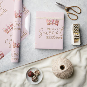 Sweet 16 Blush roze en gouden verjaardag Cadeaupapier