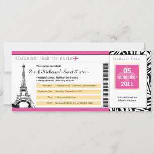 Sweet 16 Boarding Pass naar Parijs Kaart