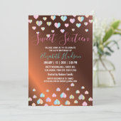 Sweet 16 Bronze Invitation with Colrful Speckles Aankondiging (Staand voorkant)