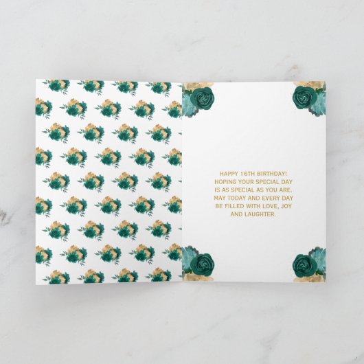 Sweet 16 Brown Hair Princess Blauwgroen Happy Birt Kaart (Binnen)