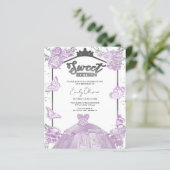 Sweet 16 Budget foto uitnodiging vlinder (Staand voorkant)