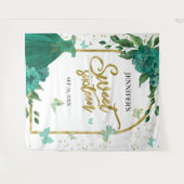 Sweet 16 Butterflys Emerald Groene Gown Achtergron Wandkleed (Voorkant (horizontaal))