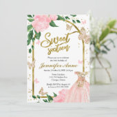 Sweet 16 Butterflys Roze Blush Gown Kaart (Staand voorkant)