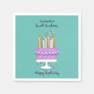 Sweet 16 Cake en Candles Birthday Napkin Servet