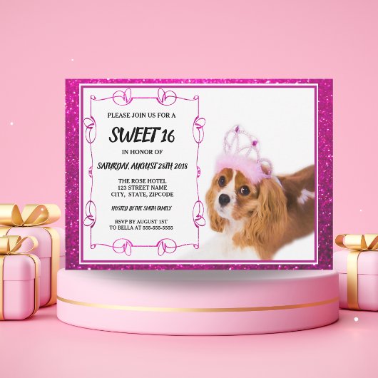 Sweet 16 Cavalier King Charles Spaniel Uitnodiging