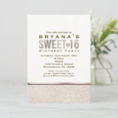 SWEET 16 Champagne Sparkle Glam Party Invitations (Debout devant)