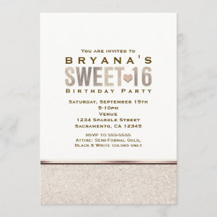 SWEET 16 Champagne Sparkle Glam Party Invitations