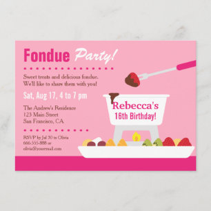 Sweet 16 Chocolade Fondue Verjaardagsfeestje Kaart
