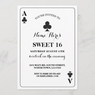 Sweet 16 Clubs Spelen Kaart Vegas Verjaardag Aas