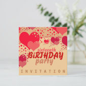 Sweet 16 Coeurs Anniversaire Invitation (Debout devant)