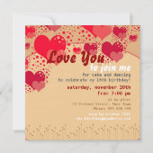 Sweet 16 Coeurs Anniversaire Invitation (Dos)