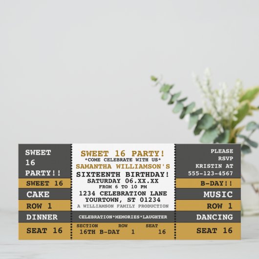 Sweet 16 Concert Ticket Invitation (Debout devant)