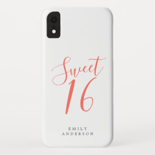 Sweet 16 Coral Script White 16th Birthday iPhone XR Hoesje