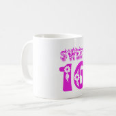 Sweet 16 Cute Floral Typography Hot Pink Text Koffiemok (Voorkant links)