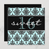 Sweet 16 Damask Anniversaire Party Invitation (Devant / Derrière)