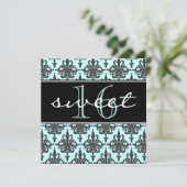 Sweet 16 Damask Anniversaire Party Invitation (Debout devant)