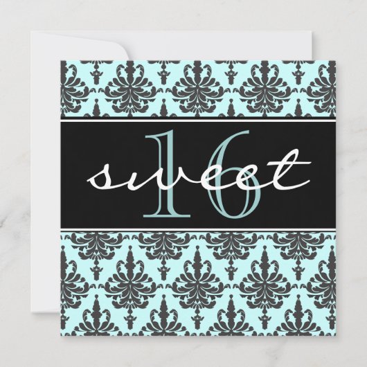 Sweet 16 Damask Anniversaire Party Invitation (Devant)