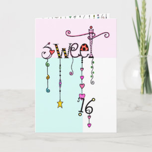 Sweet 16 Dangles Birthday Card Kaart