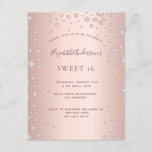 Sweet 16 diamants roses or invitation glamour