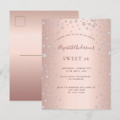 Sweet 16 diamants roses or invitation glamour (Devant / Derrière)