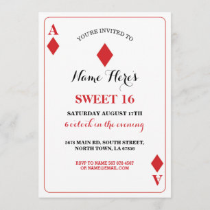 Sweet 16 Diamonds Spelen Kaart Vegas Verjaardag Aa