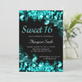 Sweet 16 Diamonds Turquoise Invitation Kaart (Staand voorkant)