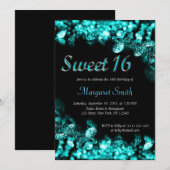 Sweet 16 Diamonds Turquoise Uitnodiging (Voorkant / Achterkant)