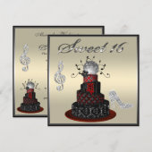 Sweet 16 Disco Diva Cake, Silver Sparkle Hi Heels Kaart (Voorkant / Achterkant)