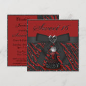 Sweet 16 Disco Diva Faux Glitter Zebra Print Kaart (Voorkant / Achterkant)