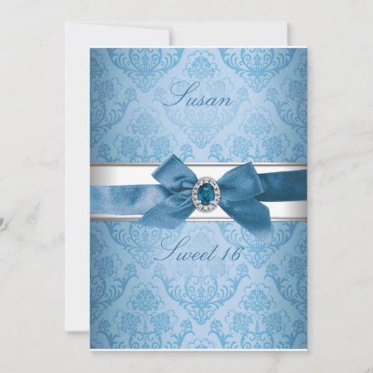 Sweet 16 Elegant Invitation (Bleu) (Devant)