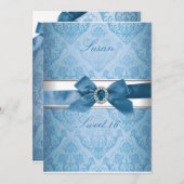 Sweet 16 Elegant Invitation (Bleu) (Devant / Derrière)