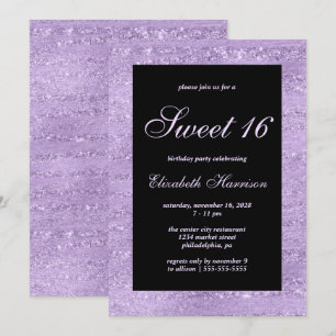 Sweet 16 Elegant Paars Shimmer Birthday Party Kaart