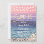 Sweet 16 Elegant Roze Beach Mason Jar String Light Kaart (Voorkant)